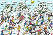 James Rizzi TOO MANY PEOPLE GOING SKIING