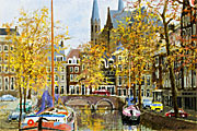 小田切訓 教会の見える運河 オランダ・アムステルダム