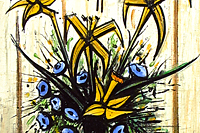 ベルナール・ビュッフェ 黄色と青の花束