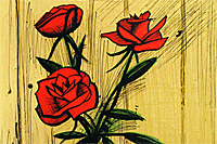 ベルナール・ビュッフェ 花瓶の3本のバラ