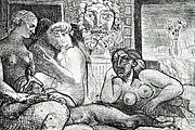 パブロ・ピカソ 4人の裸婦と顔の彫刻