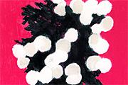 カトラン 赤い背景の灌木の花束