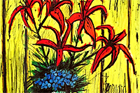 ベルナール・ビュッフェ 黄色いバックの花