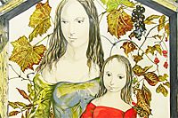 Fujita Tsuguharu (Leonard Foujita) Mother and child in front of grape shelf