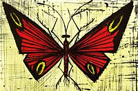 ベルナール・ビュッフェ 赤と黄色の蝶