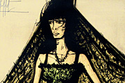 Bernard Buffet Carmen (Yellow scarf, Green dress, Violet folding fan)