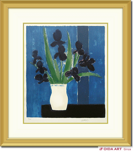 Cathelin Bernard Iris on blue background