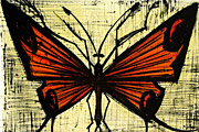 ベルナール・ビュッフェ オレンジ色の蝶