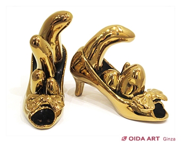 草間彌生(草間弥生) High-heel with bow ( GOLD )