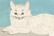 藤田嗣治 白い猫(木版画)