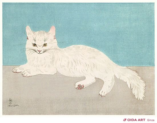 藤田嗣治 白い猫（木版画） | 絵画など美術品の販売と買取 | 東京