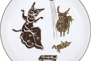 藤田嗣治 絵皿(猫と牛)