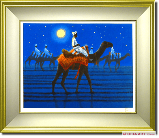 Hirayama Ikuo Long line of camels walking through desert (moon)