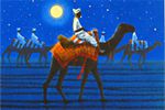 Hirayama Ikuo Long line of camels walking through desert (moon)