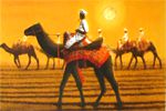 Hirayama Ikuo Long line of camels walking through desert (day)