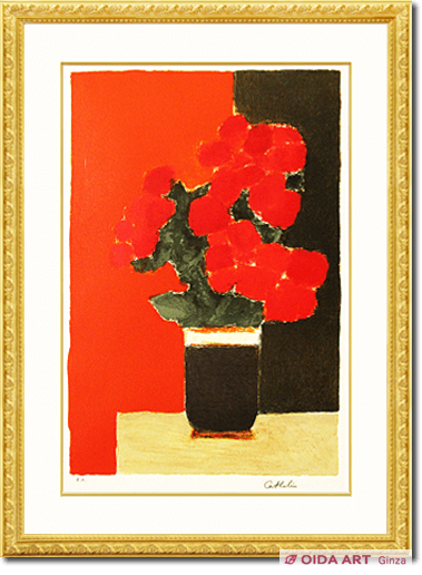 Cathelin Bernard RED BEGONIA ON A RED BACKGROUND