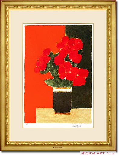 Cathelin Bernard RED BEGONIA ON A RED BACKGROUND