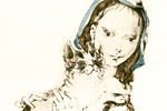 Fujita Tsuguharu (Leonard Foujita) A girl holding a cat