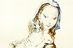 Fujita Tsuguharu (Leonard Foujita) A girl holding a cat