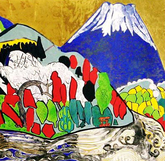 片岡球子 富士II "芦の湖の富士"   絵画など美術品の販売と買取   東京