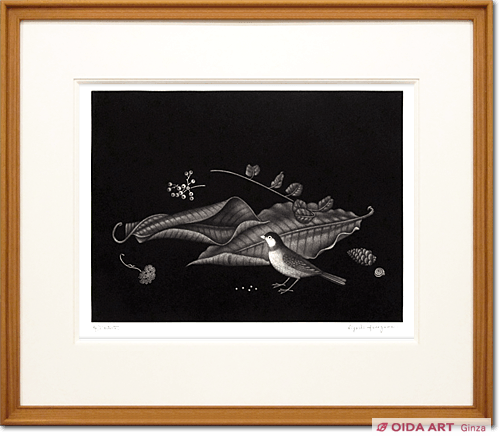 Hasegawa Kiyoshi A small bird and two dead leaves