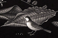 Hasegawa Kiyoshi A small bird and two dead leaves