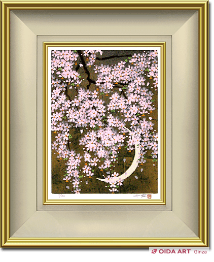 Nakajima Chinami Moonlight weeping cherry tree at night of spring