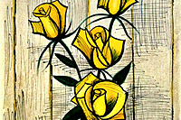 ベルナール・ビュッフェ 黄色いバラ