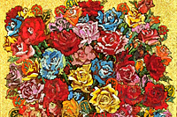 Kinutani Koji  Brilliant roses at the golden background