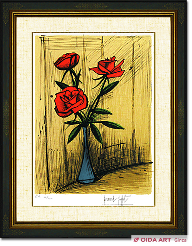 Buffet Bernard Three roses in a vase