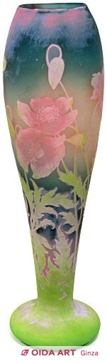 エミール・ガレ アネモネ文たて型花瓶