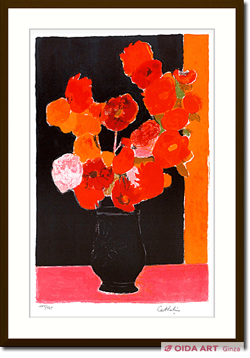 Cathelin Bernard Dahlia bouquet on black background