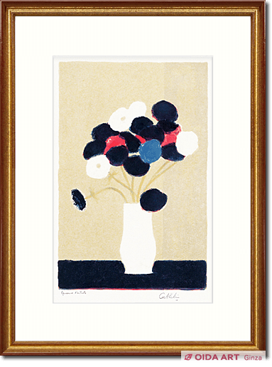 Cathelin Bernard Small anemone bouquet on the black table