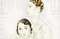 Fujita Tsuguharu (Leonard Foujita) Two sitting female nudes from album "Woman"