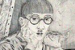 Fujita Tsuguharu (Leonard Foujita) Cat and self-portrait