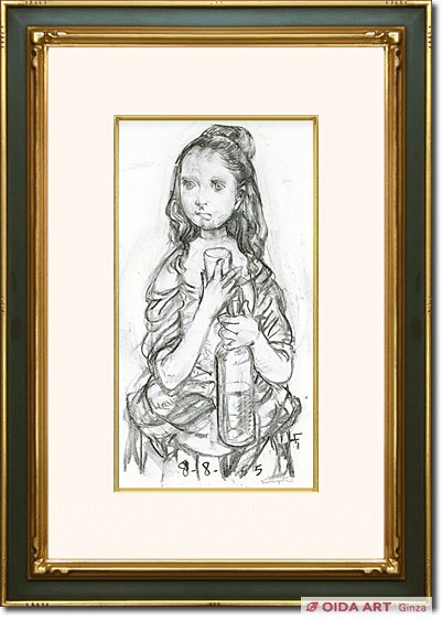 Fujita Tsuguharu (Leonard Foujita) A girl holding a wine bottle