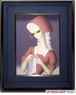 東郷青児 ぬいものをする少女