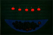 浜口陽三 さくらんぼと青い鉢
