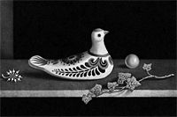 長谷川潔 メキシコの鳩　静物画