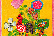 Aizpiri Paul Flower and bird in yellow background
