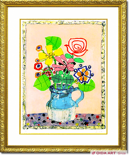 Aizpiri Paul  Bouquet of light blue vase in pink background