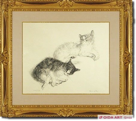 藤田嗣治 二匹の猫 | 絵画など美術品の販売と買取 | 東京・銀座 おいだ美術