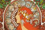 Mucha Maria Alphonse Art card  Zodiac