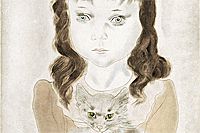 Fujita Tsuguharu (Leonard Foujita) A girl holding a cat