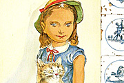 Fujita Tsuguharu (Leonard Foujita) A cat and a girl