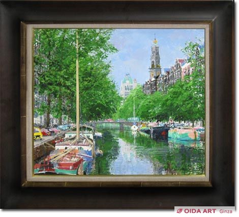小田切訓 オランダ アムステルダム夏の運河 絵画など美術品の販売と買取 東京 銀座 おいだ美術