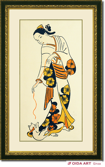 Fujita Tsuguharu (Leonard Foujita) Cat and geisha