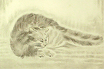 Fujita Tsuguharu (Leonard Foujita) A lying cat