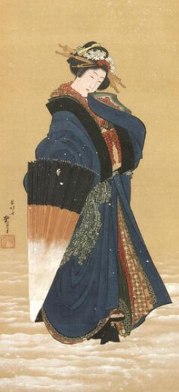 葛飾北斎　美人画肉筆