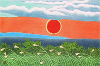 小野竹喬 奥の細道句抄絵より あかあかと日は雑面もあきの風